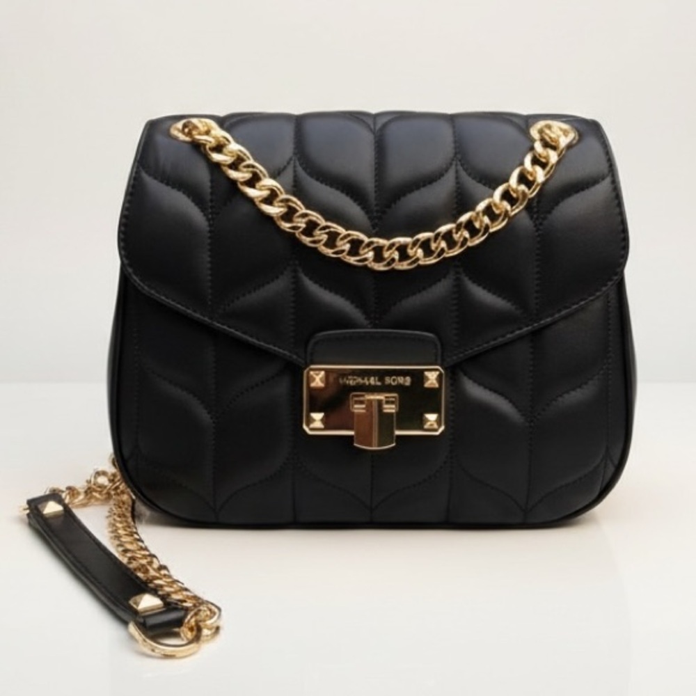 Michael Kors Quilted Flap Leather Peyton Convertible Shoulder Hobo Crossbody Bag
